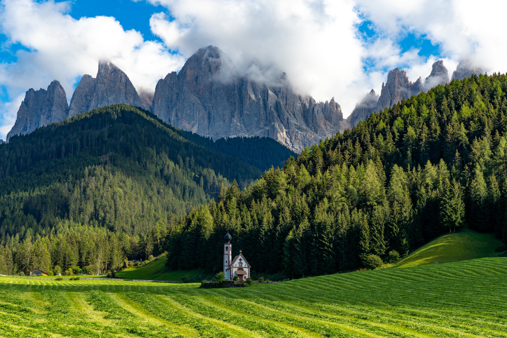 View over the Dolomites during a motorcycle trip